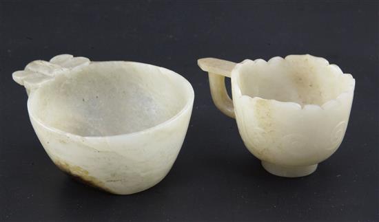 Two Chinese grey jade cups, 17th / 18th century, diameter 6.4cm